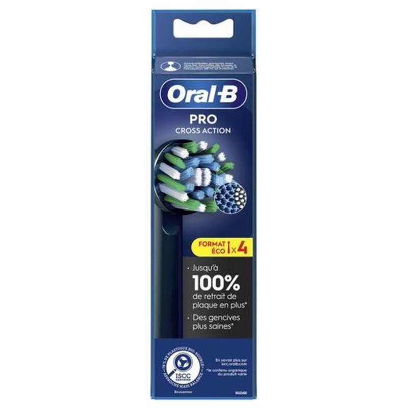 Oral-B Pro Cross Action Brossettes de Recharge pour Brosse à Dents Électrique - Noir - X4