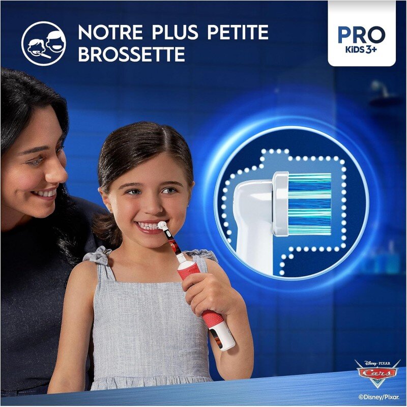 Oral-B Pro Kids 1 Manche Disney Cars, 1 Brossette Brosse À Dents Électrique, 3 Ans et Plus