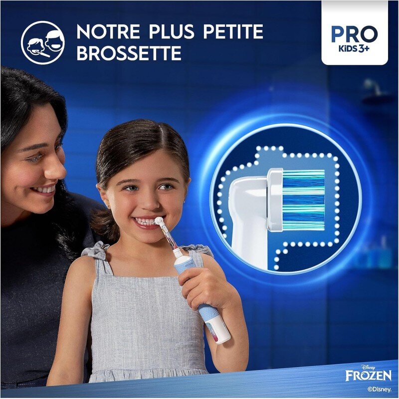 Oral-B Pro Kids Brosse à Dents Électrique Enfant, Reine des Neiges Disney, 1 Brossette Brossage Doux, 1 Étui Voyage, Minuteur et