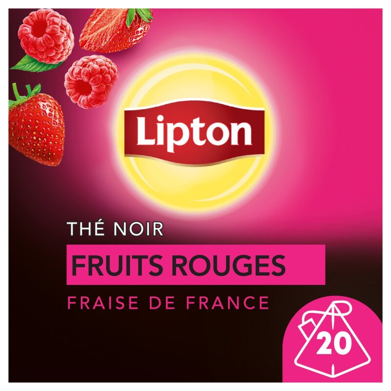 Lipton Thé Noir Fruits Rouges - Fraise de France - 20 Sachets