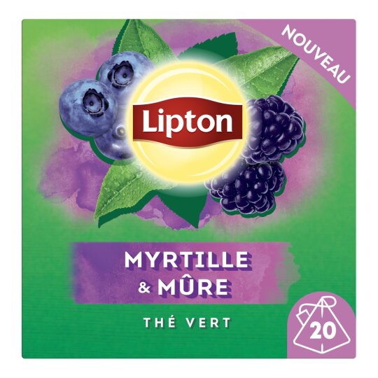 Lipton Thé Vert Myrtille Mûre - Boîte de 20 Sachets
