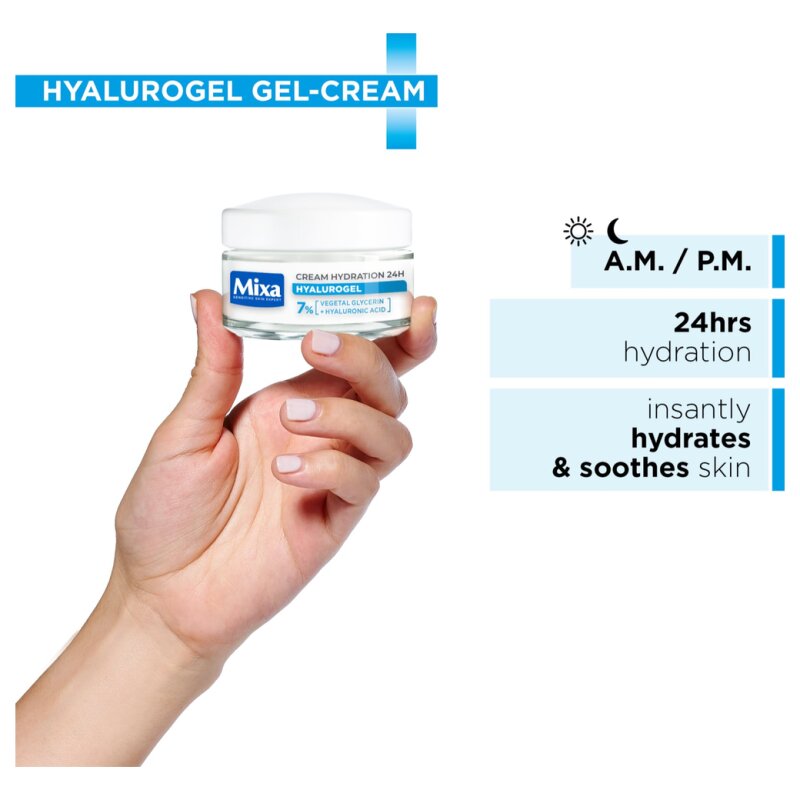 Mixa Hyalurogel كريم مرطب للوجه بحمض الهيالورونيك - البشرة الحساسة - 2X50مل