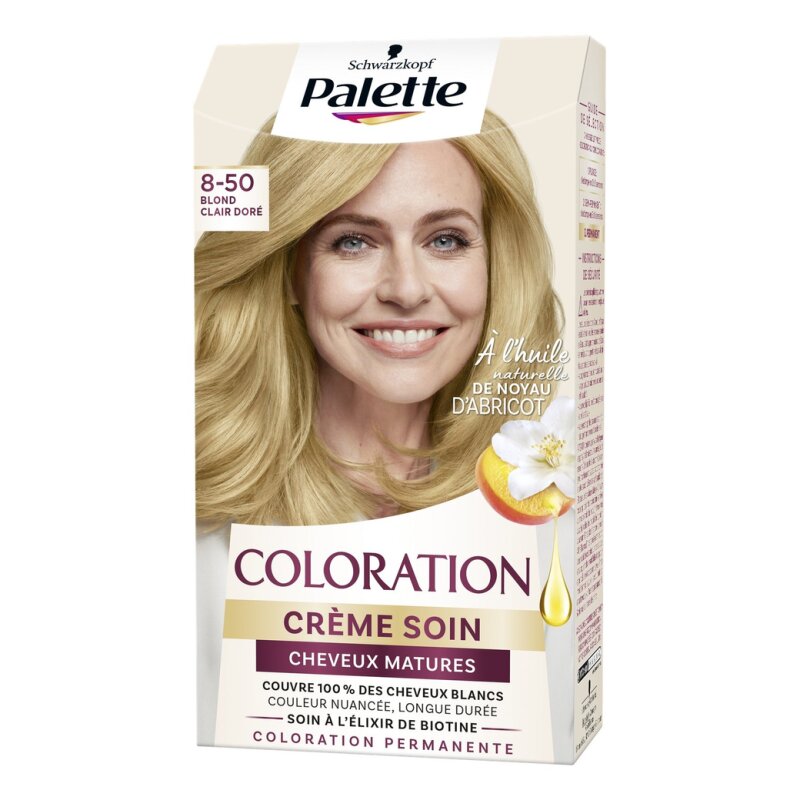 Schwarzkopf Palette صبغة شعر دائمة - للشعر الناضج - 165 مل - أشقر فاتح ذهبي 8-50