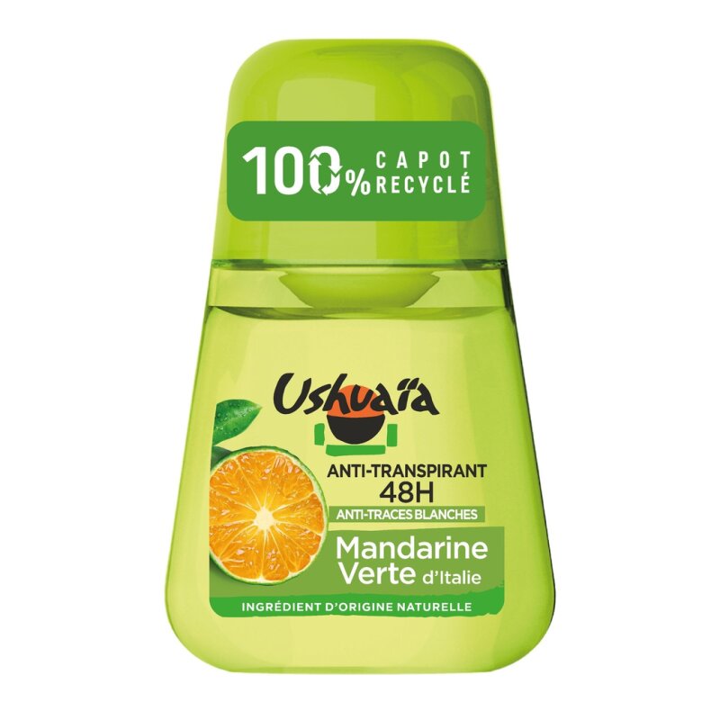 Ushuaïa Déodorant Anti-Transpirant Roll-On - Protection 48h - Mandarine Verte d'Italie - 50ml