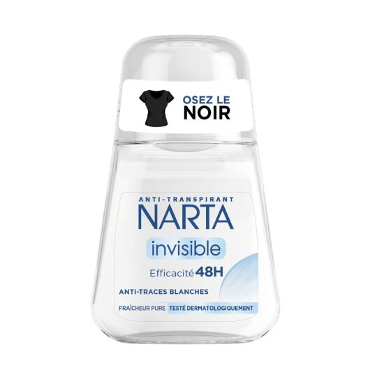 Narta Déodorant Roll-On Femme Anti-Transpirant - Protection 48h - Anti-Taches Blanches - 50ml