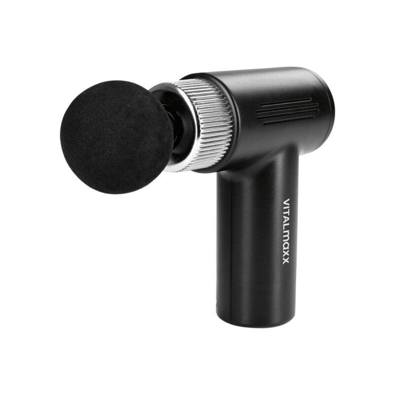 Vitalmaxx Mini Pistolet de Massage - 4 Embouts - 6 Niveaux de Puissance - Batterie 90 Min