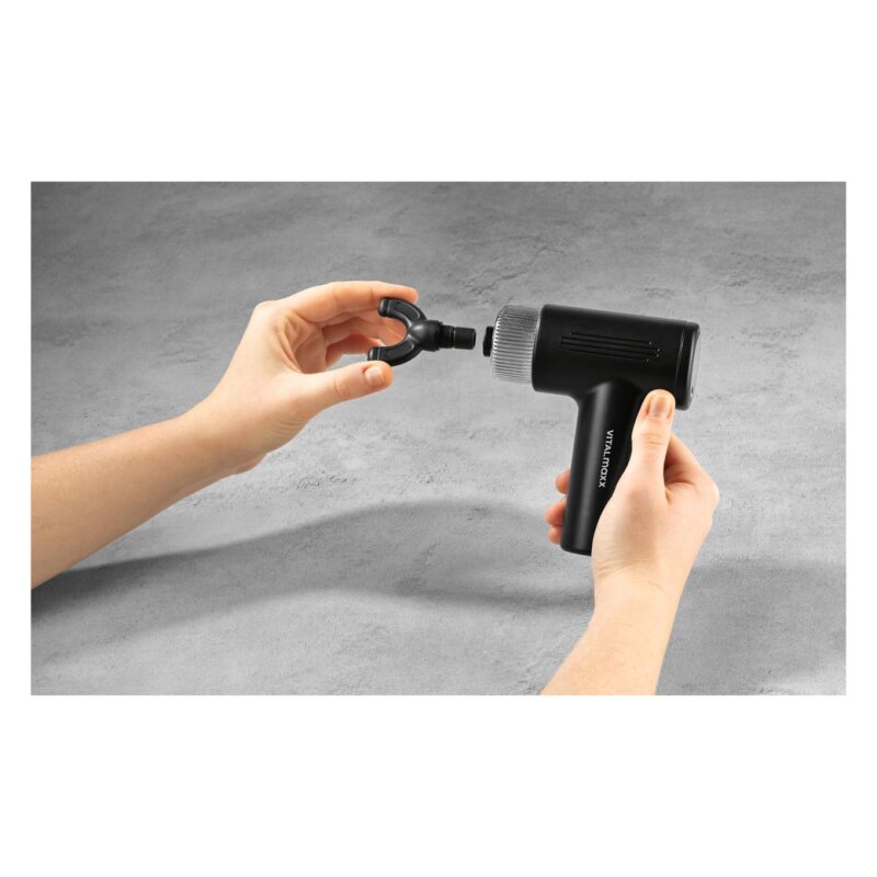 Vitalmaxx Mini Pistolet de Massage - 4 Embouts - 6 Niveaux de Puissance - Batterie 90 Min