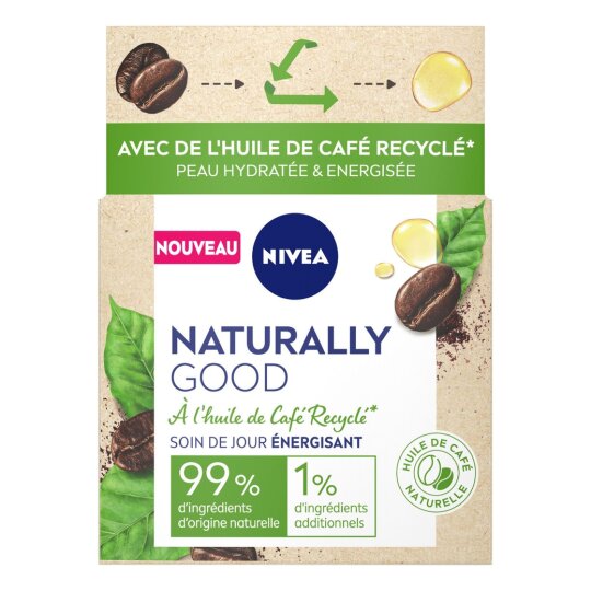 Nivea Naturally Good Crème Visage Jour Energisant Café - Tous Types de Peau - 50ml