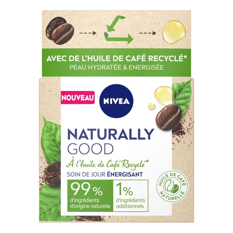 Nivea Naturally Good Crème Visage Jour Energisant Café - Tous Types de Peau - 50ml