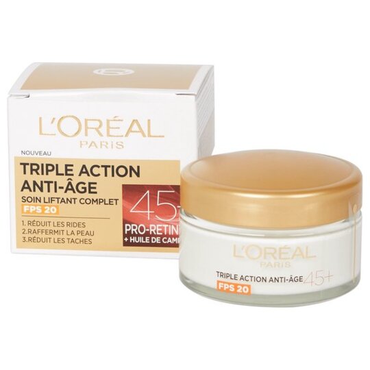 L'Oréal Paris Triple Action Crème de Jour Anti-Âge - Peau Mature 45+ - 50ml