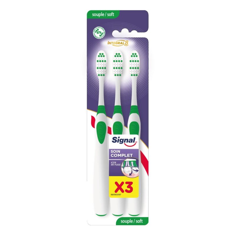 Signal Integral 8 Brosse à Dents Soin Complet Souple - Pack de 3