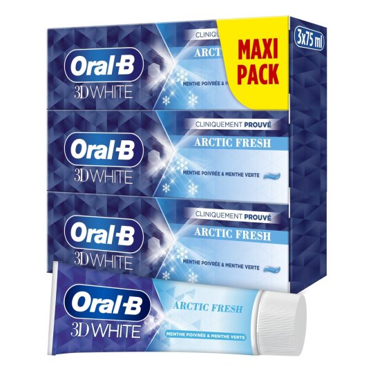 Oral-B 3d White Dentifrice Artic Fresh Menthe Poivrée & Menthe Verte - 3x75ml