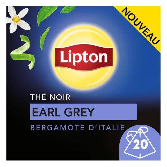 Lipton Thé Noir Earl Grey à la Bergamote - Boîte de 20 Sachets