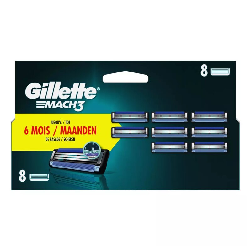 Gillette Mach3 Lames de Rasoir pour Homme - 8 Recharges