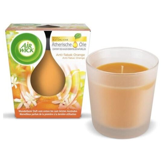 Air Wick Essential Oils Infusion Bougie Parfumée - Orange Anti-Tabac - 105g