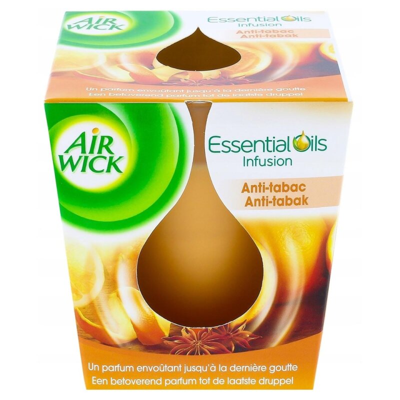 Air Wick Essential Oils Infusion Bougie Parfumée - Orange Anti-Tabac - 105g
