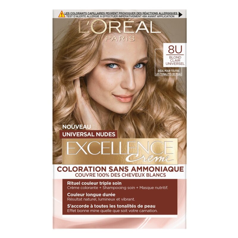 L'Oréal Paris Excellence Universal Nudes Coloration Permanente Cheveux - 8 Blond Clair