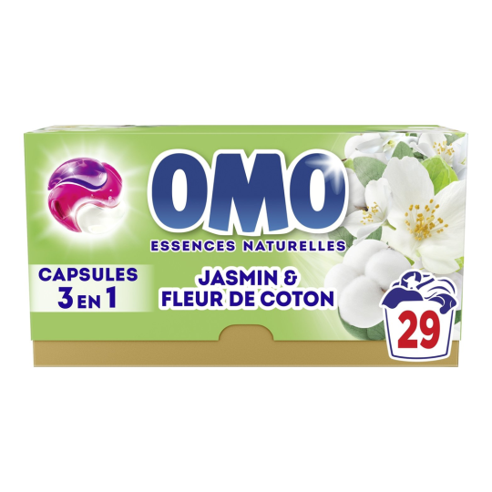 Omo Lessive Capsules 3 en 1 Jasmin & Fleur de Coton - 29 Lavages