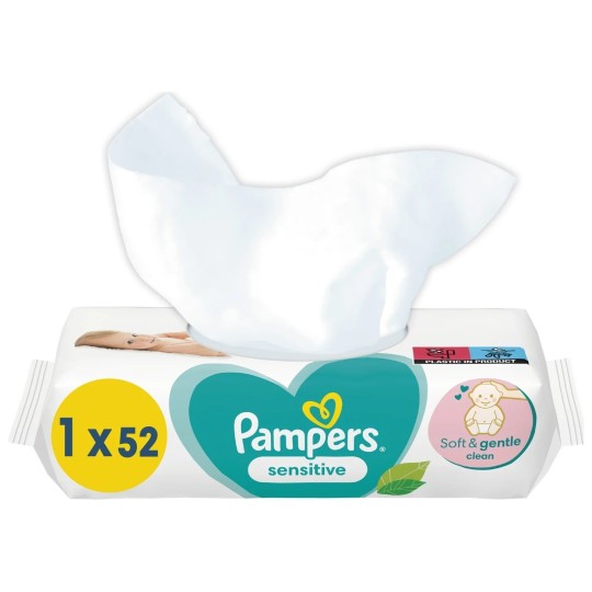 Pampers Sensitive Lingettes Bébé - Peau Sensible - 52 Lingettes
