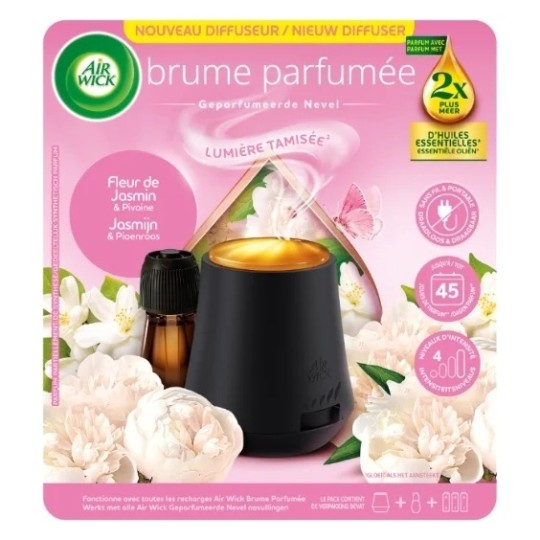 Air Wick Essential Mist Diffuseur Désodorisant Brume Parfumée - Jasmin et Pivoine - 20ml