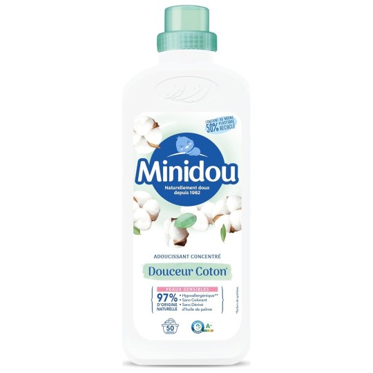 Minidou Cotton Softness Fabric Conditioner Concentrate - Sensitive Skin - 1l (50 Washes)