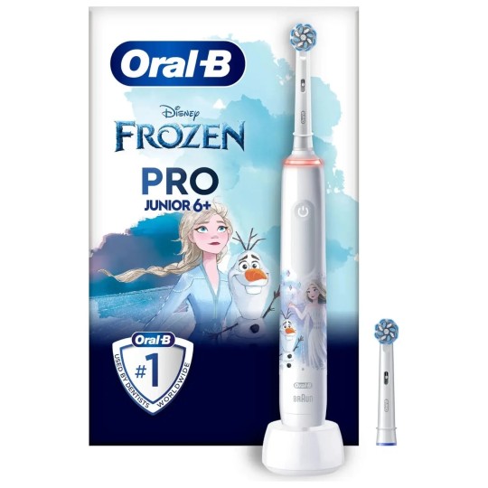 Oral-B Pro Brosse à Dents Électrique Enfant - Rotative - 1 Poignée + 2 Têtes - Blanc