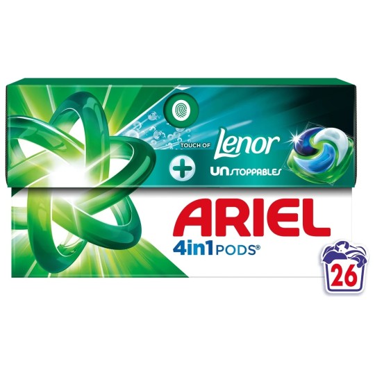 Ariel 4in1 PODS + Touch of Lenor Unstoppables كبسولات غسيل - 26 كبسولة