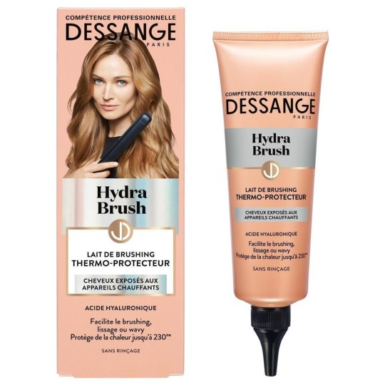 Dessange Hydra Brush Lait Capillaire Thermo-Protecteur - Cheveux Exposés aux Appareils Chauffants - 125ml