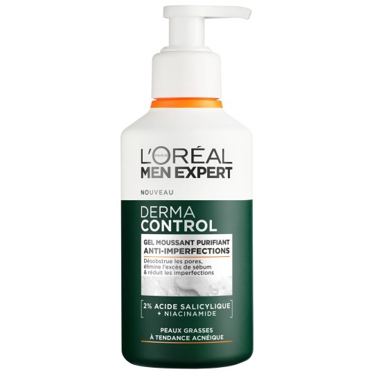 L'Oréal Paris Derma Control جل رغوي منظف للوجه للرجال - البشرة المعرضة لحب الشباب - 260مل
