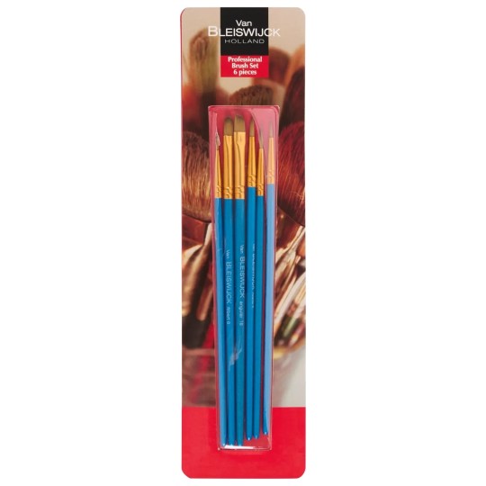 مجموعة فرش رسم فنية 6 قطع - لألوان الأكريليك والزيت - شعيرات اصطناعية