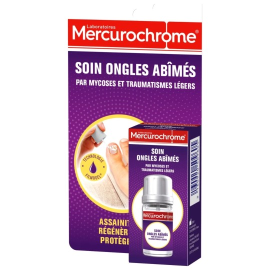 Mercurochrome Soin Ongles Abîmés Filmogel - Traitement Mycoses et Traumatismes - 3.3ml