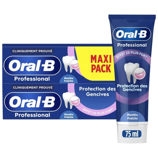 Oral-B Professional Protection Dentifrice Protection Gencives - Menthe Extra Fraîche - 2x75ml