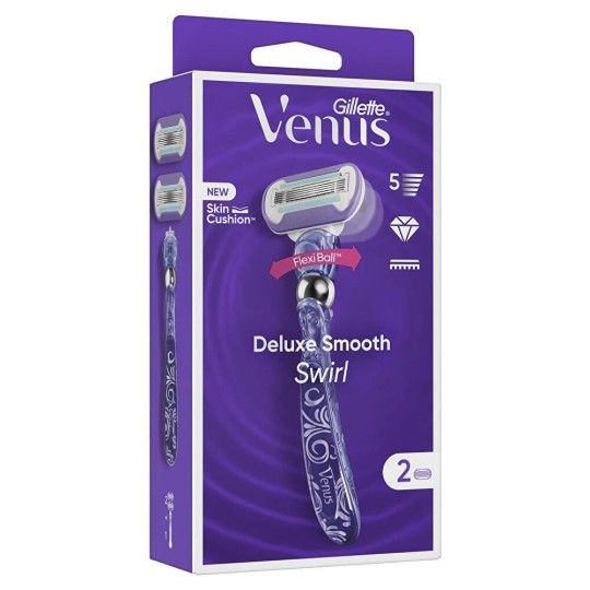 Gillette Venus Deluxe Smooth Swirl Rasoir  pour Femme 1 Manche + 2 Recharges