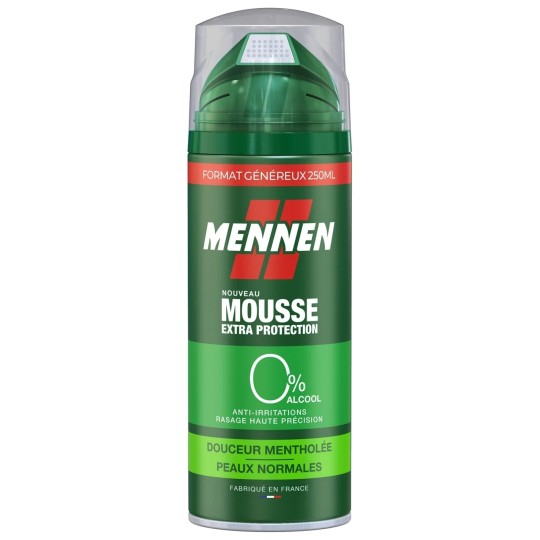 Mennen Mousse à Raser Peau Normale Homme - Douceur Mentholée Anti-Irritations - 250ml