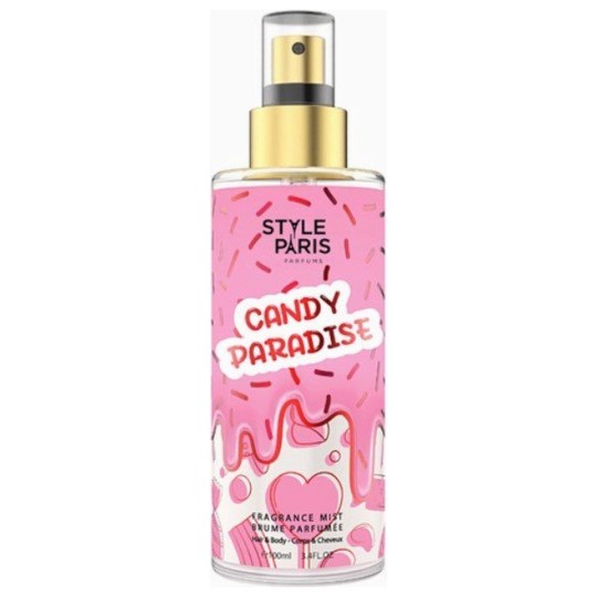 Style Paris Candy Paradise Spray Corps et Cheveux - Fraise Violette Vanille Musc - 100ml