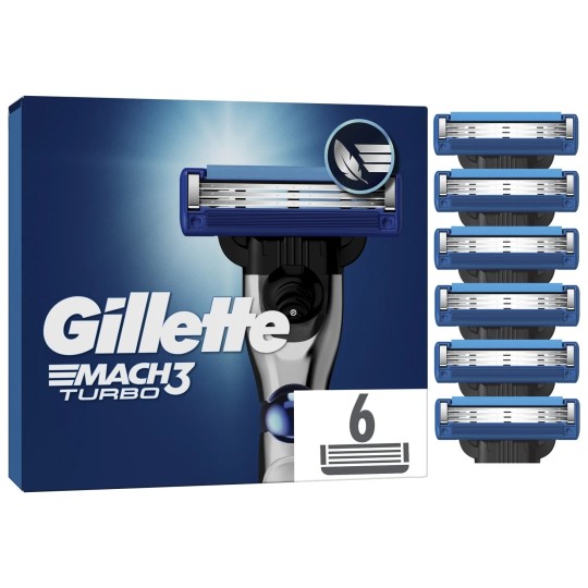 Gillette Mach3 Turbo Razor Blade Refills Men - 6 Refills