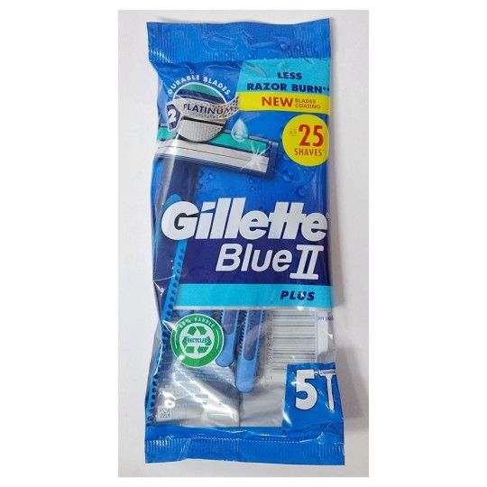 Gillette Blue II Plus Sensitive شفرات حلاقة يمكن التخلص منها - 5 قطع
