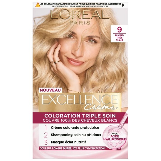 L'Oréal Paris Excellence Crème Coloration Permanente - 9 Blond Très Clair