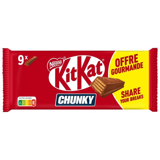 Kitkat Chunky Milk Chocolate Bars - Pack Of 9 X 40g
