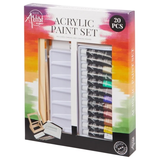 Creative Acrylic Painting Kit - 12 Colors - 2 Canvases - 4 Brushes - 144ml