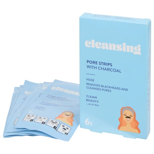 Alvira Clean Beauty لصقات إزالة الرؤوس السوداء بالفحم - لجميع أنواع البشرة - 6 قطع