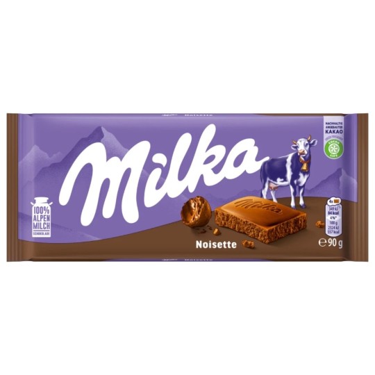 Milka Chocolat au Lait des Alpes avec Pâte de Noisette - 90g