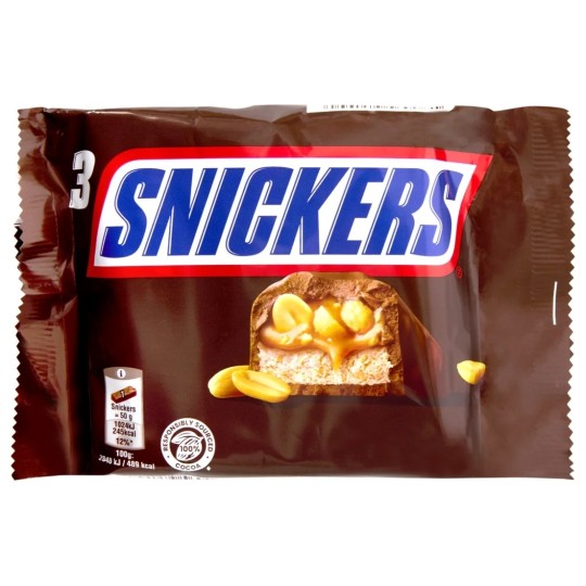 Snickers Barre Chocolatée - Cacahuètes Caramel - Lot de 3 X 150g