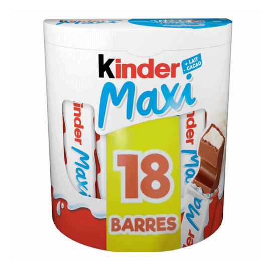 Kinder Maxi Chocolat Pack de 18 Barres (378g)