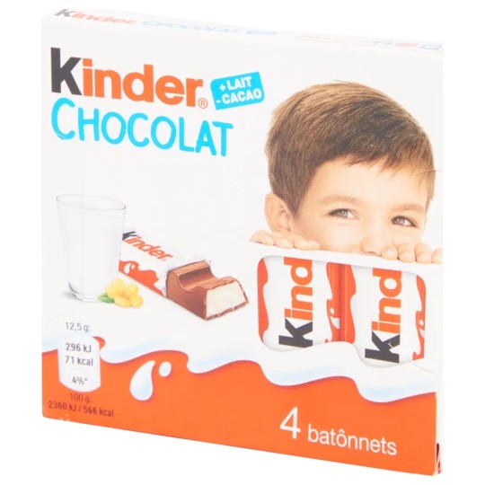 Kinder Chocolat Mini Barre - 4 Pièces - 50g