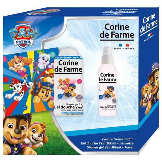 Corine de Farme Paw Patrol Coffret Gel Douche et Eau Parfumée Enfants - 1x300ml + 1x150ml + Serviette