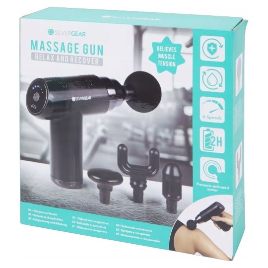 Silvergear Massage Gun - 4 Attachments - 6 Speeds - Black