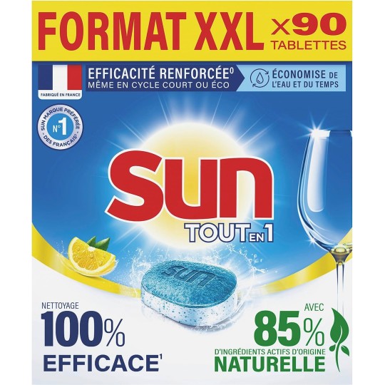SUN Tablettes Lave-Vaisselle Tout en 1 Citron - Carton X90