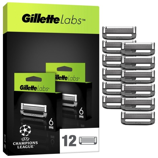 Gillette Labs Lames de Rasoir pour Homme - Pack de 12 Recharges