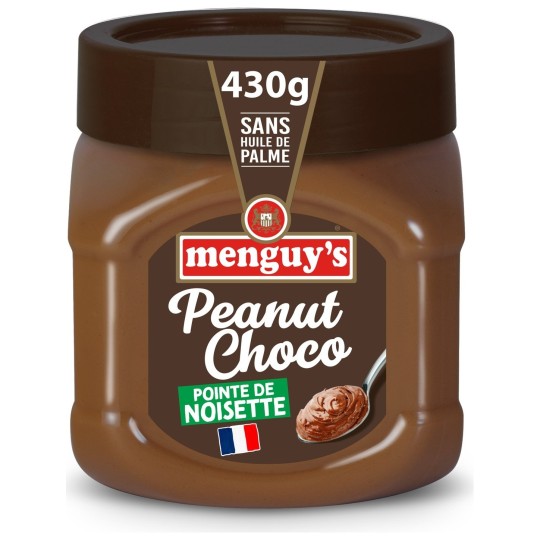 Menguy'S Peanut B-Utter Beurre de Cacahuètes - Chocolat Noir et Noisettes - 430g